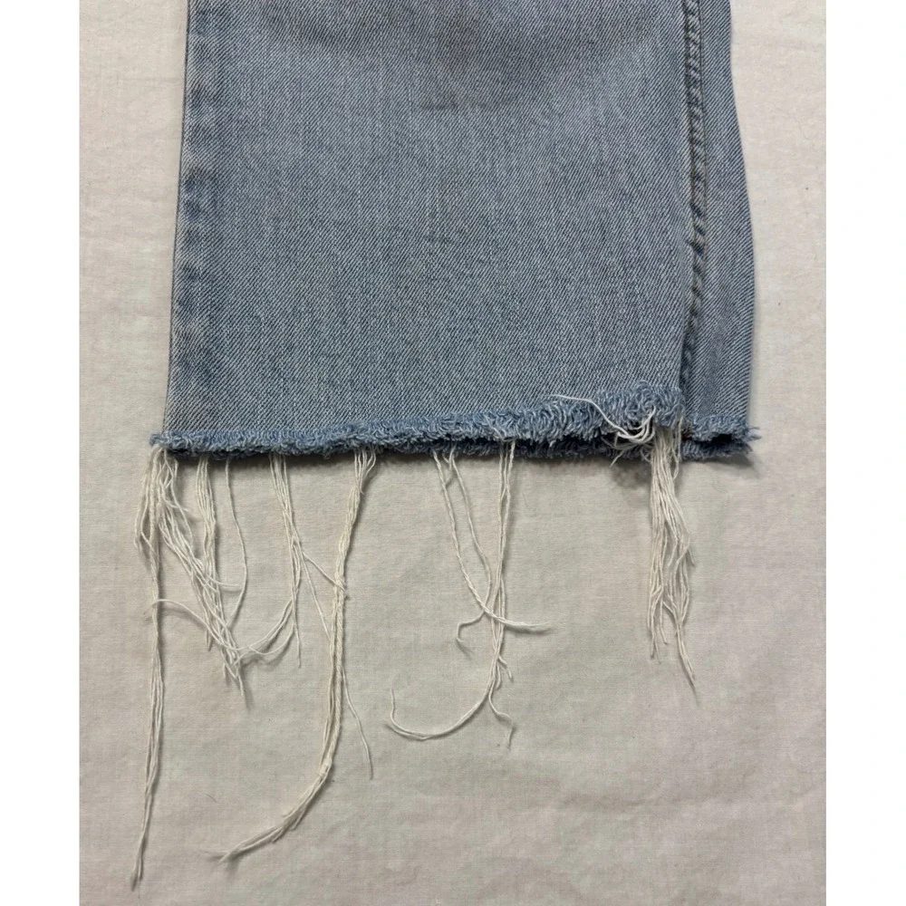 Levis 513 Slim Straight Light Wash Frayed Hem Jeans 30x34 Mens Blue